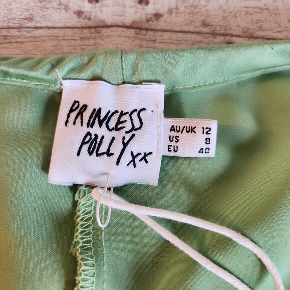 Princess Polly Joshua Low Rise Wide Leg Pants Green Size 8 NWT - Picture 4 of 9